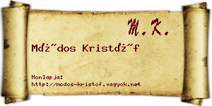 Módos Kristóf névjegykártya